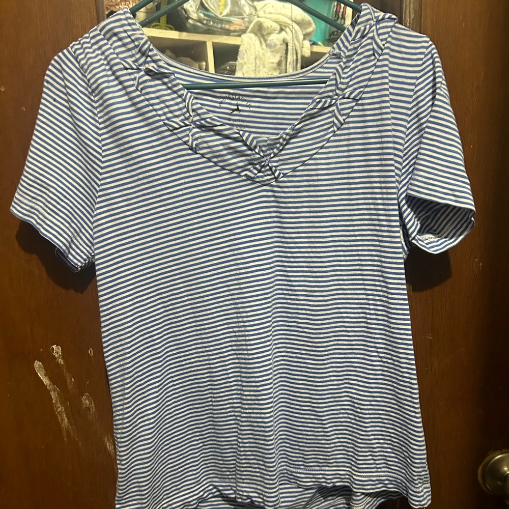 blue striped blouse